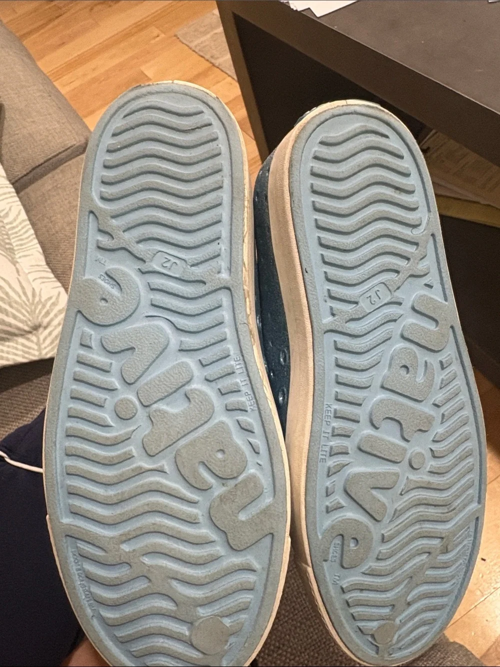 Native Kids Glitter Slip-On Sneakers in Light Blue